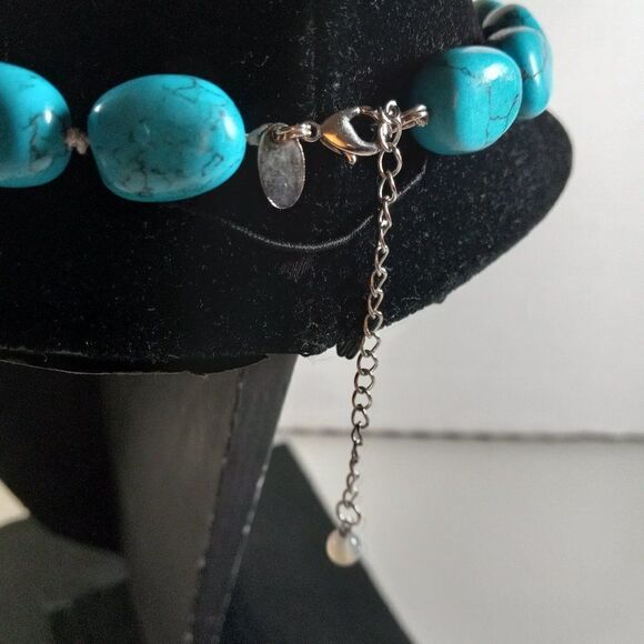 Vintage Lia Sophia Blue Grotto Necklace Dye Howlite Offset Necklace Cottagecore - Picture 2 of 8